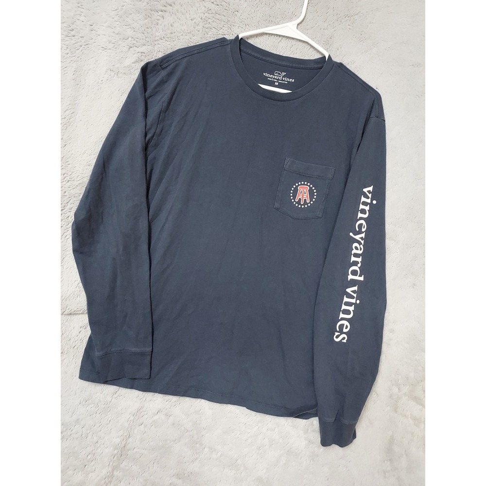 Vineyard Vines Shirt Mens Medium Barstool Sports Long Sleeve Pocket FADED Blue